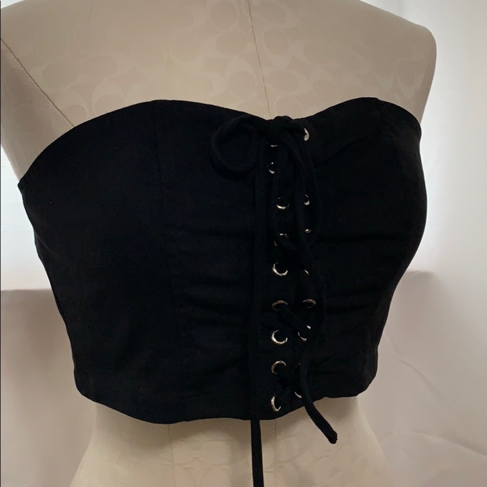 Forever 21 Plus 0x Faux Suede Tie Up Top